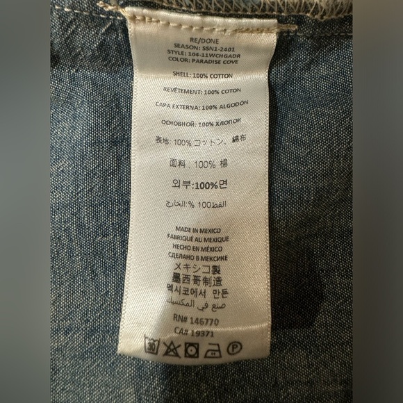 Re/Done x Pamela Anderson Organic Cotton Chambray Mini Dress – Small NWOT - Picture 8 of 8